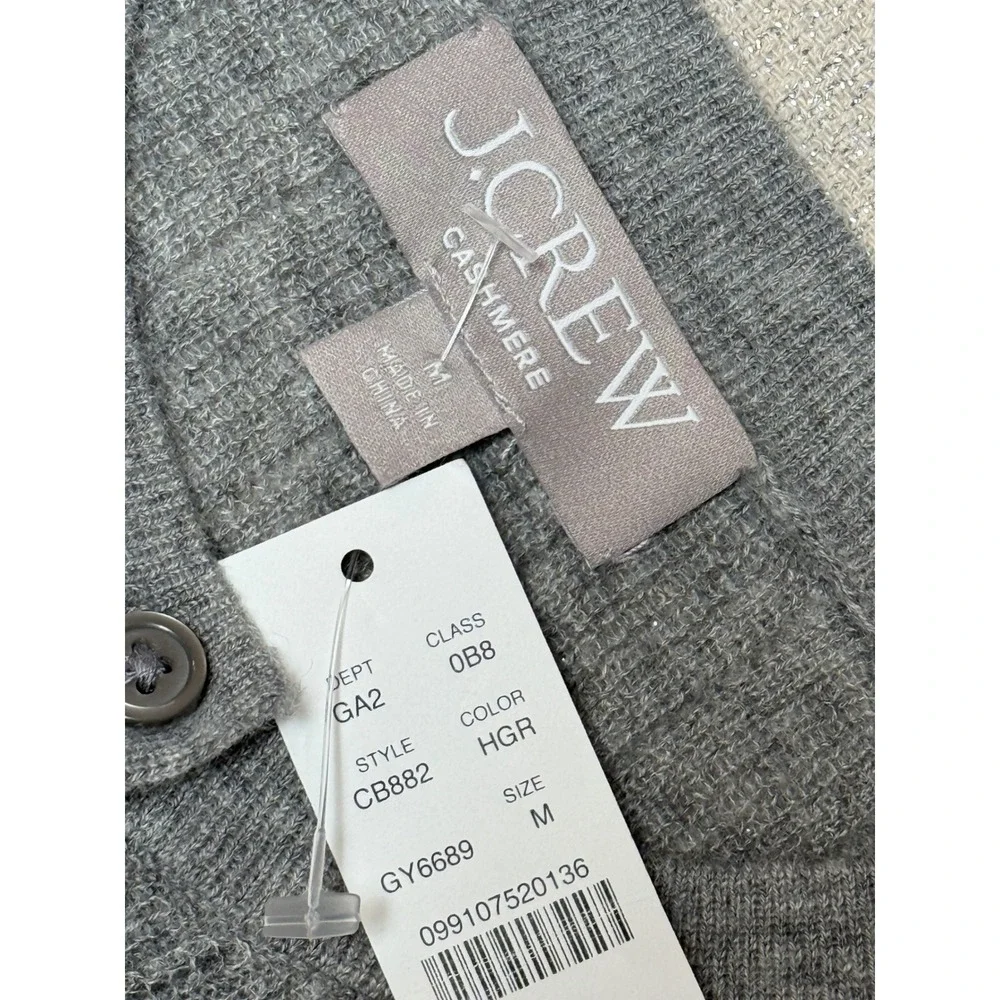 NWT J. Crew Sz M Featherweight Cashmere Pointelle Cardigan $138 - Picture 6 of 8